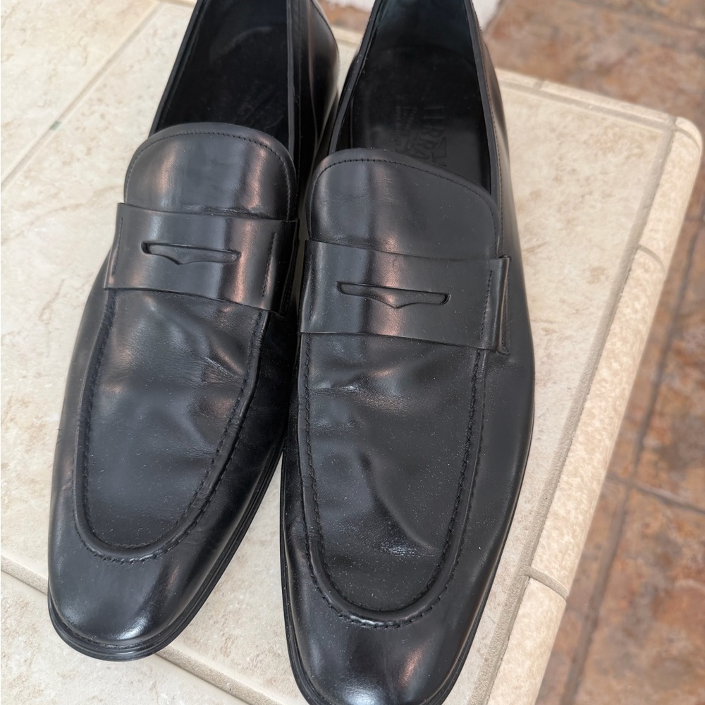 Ferragamo Classic Black Leather Loafers Size 11 Us